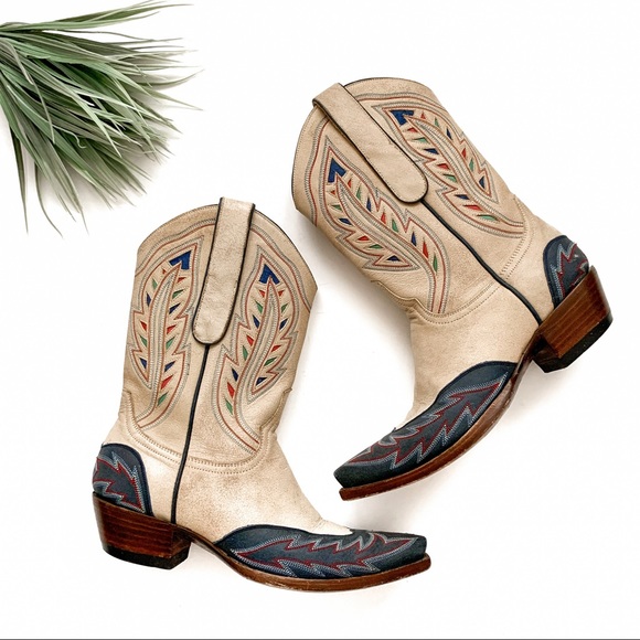 Old Gringo Shoes - Old Gringo Suede Cowboy Boots Tan Navy